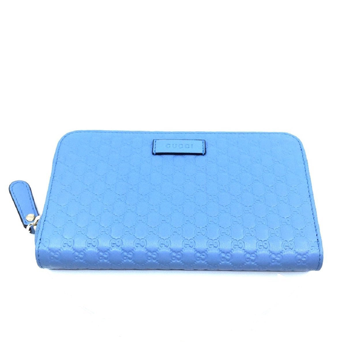 Gucci Mineral Blue Microguccissima GG Zip Around Leather Wallet 449391