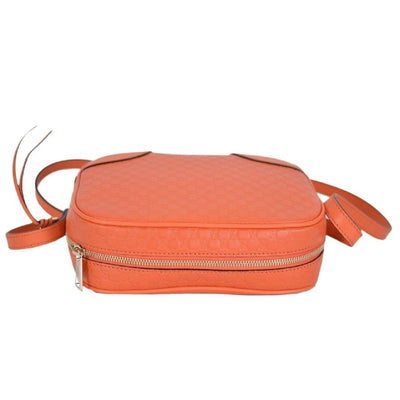 Gucci Womens Bree GG Micro Guccissima Orange Leather Crossbody Bag 449413