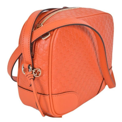 Gucci Womens Bree GG Micro Guccissima Orange Leather Crossbody Bag 449413