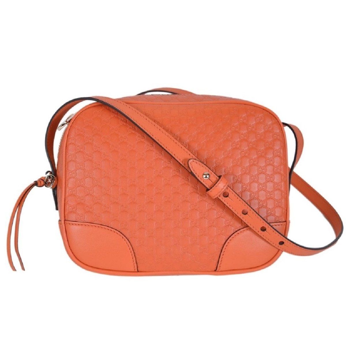 Gucci Womens Bree GG Micro Guccissima Orange Leather Crossbody Bag 449413