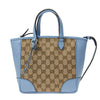 Gucci Original GG Calf Leather Beige Mineral Blue Tote Cross Body 449241