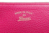 Gucci Pink Grained Calf Italian Leather Trademark-Embossed Swing Clutch 368881