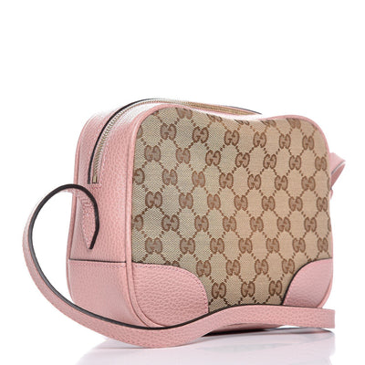 Gucci Pink Original Canvas 'GG' Bree Cross-Body Bag Shoulder Handbag 449413