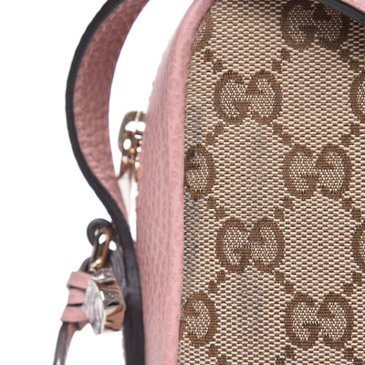 Gucci Pink Original Canvas 'GG' Bree Cross-Body Bag Shoulder Handbag 449413