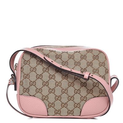 Gucci Pink Original Canvas 'GG' Bree Cross-Body Bag Shoulder Handbag 449413