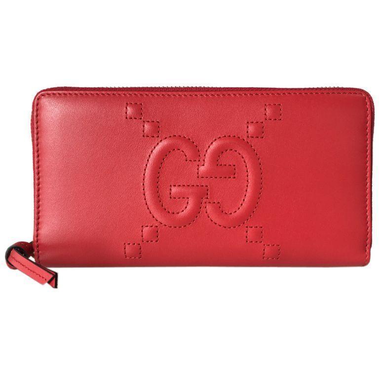 Gucci Red Apollo Dadini Embossed GG Leather Wallet 453393