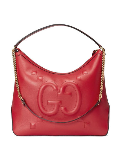 Gucci Red Leather Embossed Dadini Apollo Gold Chain Handbag 474988