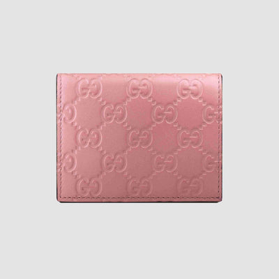 Gucci Signature GG Continental Flap Card Case Wallet Leather Pink Calf 410120