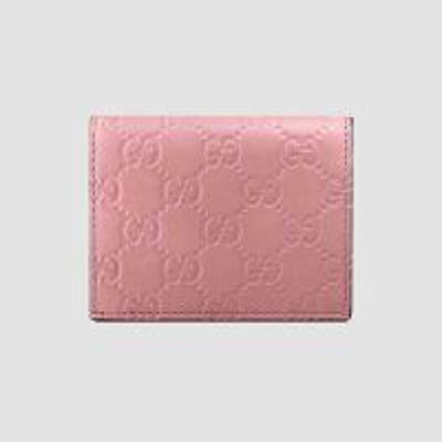 Gucci Signature GG Continental Flap Card Case Wallet Leather Pink Calf 410120