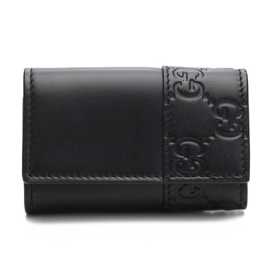 Gucci Signature Mens Nero Black Microguccissima GG Calf Leather Key Case 256433