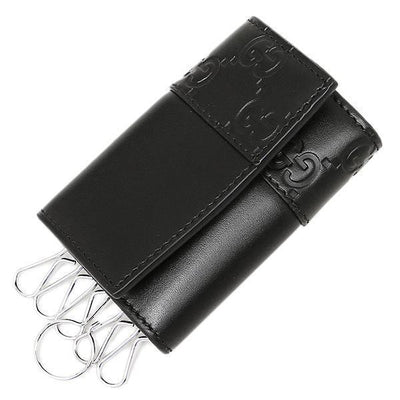 Gucci Signature Mens Nero Black Microguccissima GG Calf Leather Key Case 256433