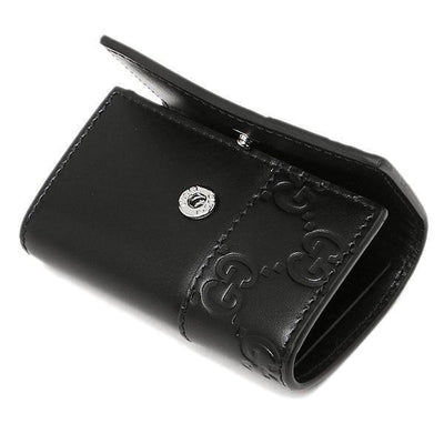 Gucci Signature Mens Nero Black Microguccissima GG Calf Leather Key Case 256433