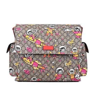 Gucci Space Cats Birds GG Supreme Canvas Diaper Bag Baby Beige 211131-204991