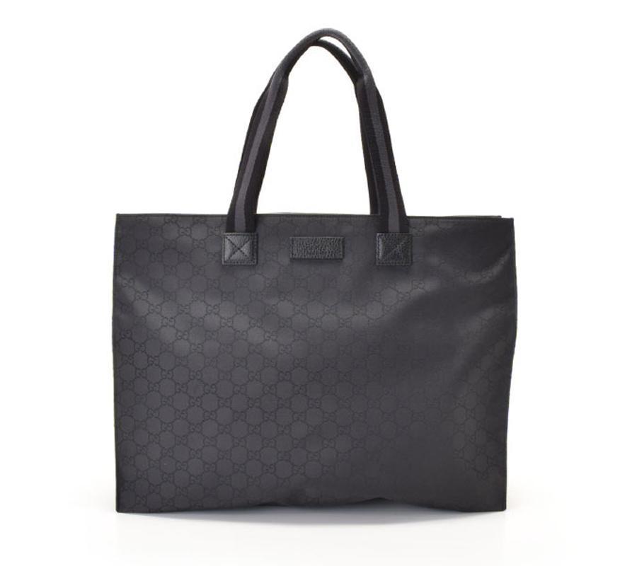 Gucci Unisex Black GG Nylon Canvas Web Viaggio Collection Tote Bag 449176