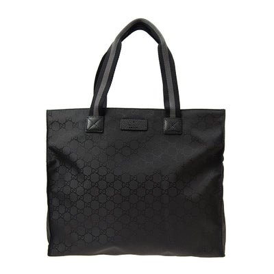 Gucci Unisex Black GG Nylon Canvas Web Viaggio Collection Tote Bag 449178