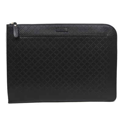 Gucci Unisex Diamante Midnight Black Designer Leather Portfolio Bag 368564