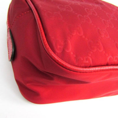 Gucci Unisex Nylon Guccissima Zip Around Leather Toiletry Vibrant Red Bag 510338