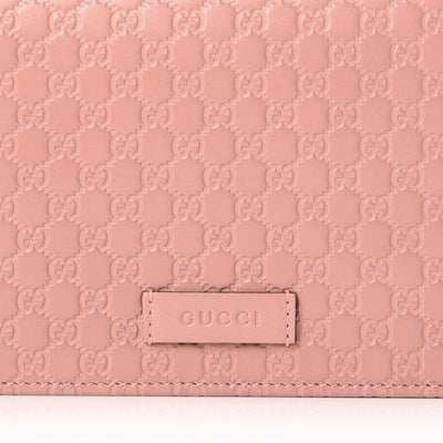 Gucci Wallet Soft Pink Leather Microguccissima Cross Body Wallet Bag 466507