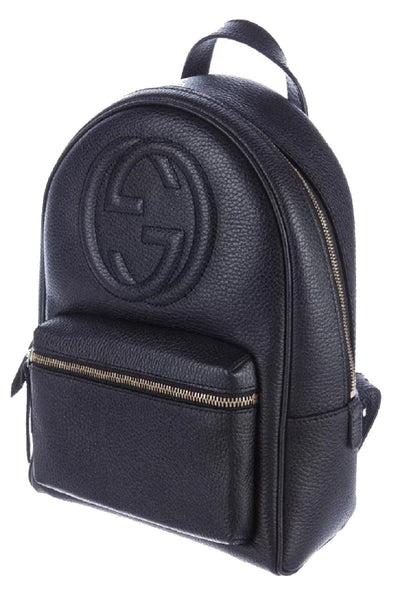 Gucci Women's Black GG Soho Logo Leather Backpack Chain Straps 536192