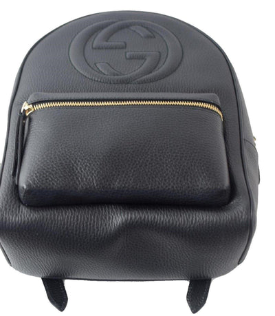 Gucci Women's Black GG Soho Logo Leather Backpack Chain Straps 536192