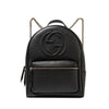 Gucci Women's Black GG Soho Logo Leather Backpack Chain Straps 536192