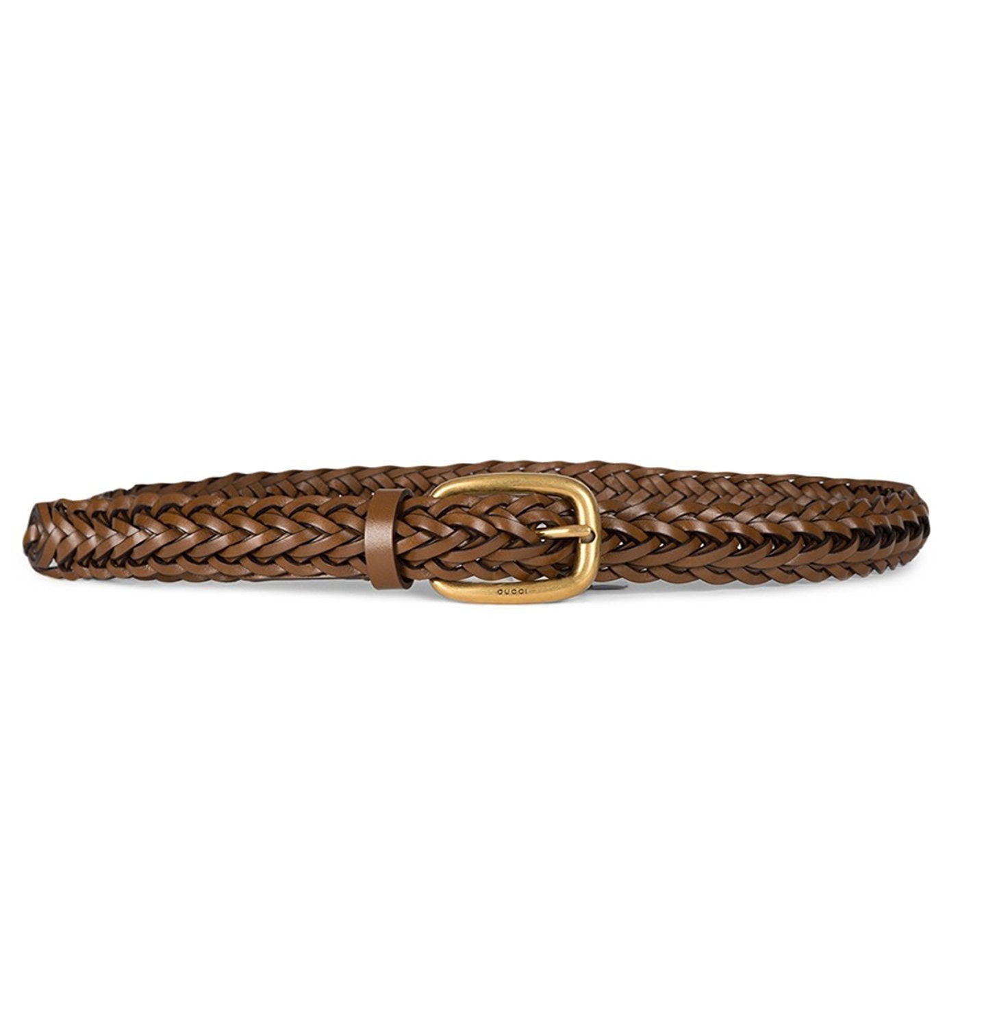 Gucci Women's Braided Leather Belt with Gold Buckle 380607 (36/90)