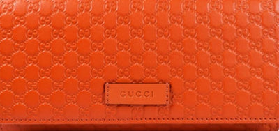 Gucci Women's Bright Orange Microguccissima Continental Flap Wallet 449396