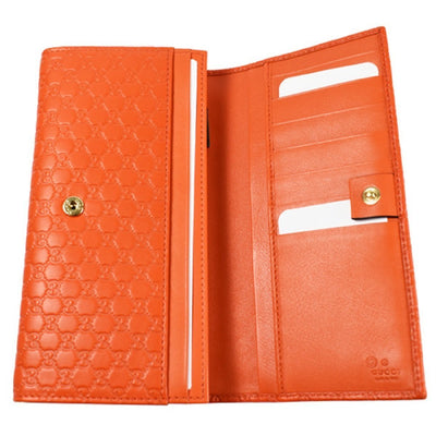 Gucci Women's Bright Orange Microguccissima Continental Flap Wallet 449396