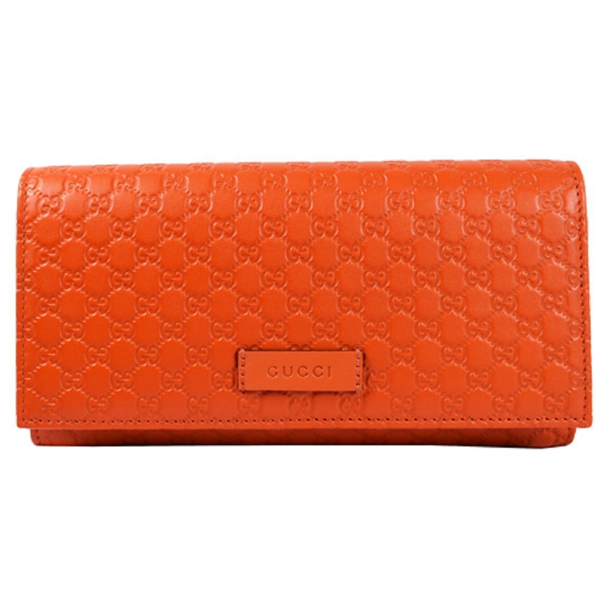 Gucci Women's Bright Orange Microguccissima Continental Flap Wallet 449396