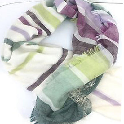 Gucci Women's Classic Green Striped Cotton Luxury Scarf 393979