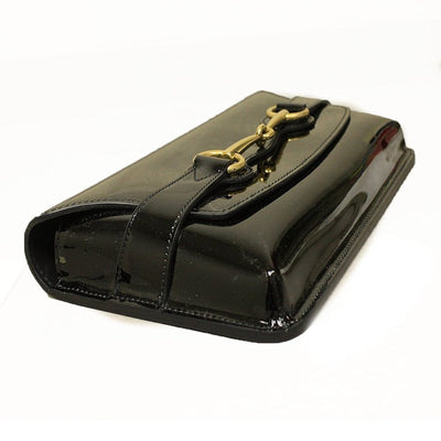 Gucci Women's Classic Horsebit Black Patent Leather Clutch Bag 317637