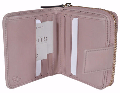 Gucci Women's Classic Washed Soft Pink French Flap Luxury Wallet Small 346056