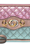 Gucci Women's Dionysus Logo Quilted Laminated Pink Blue Metallic phone case clutch 542202