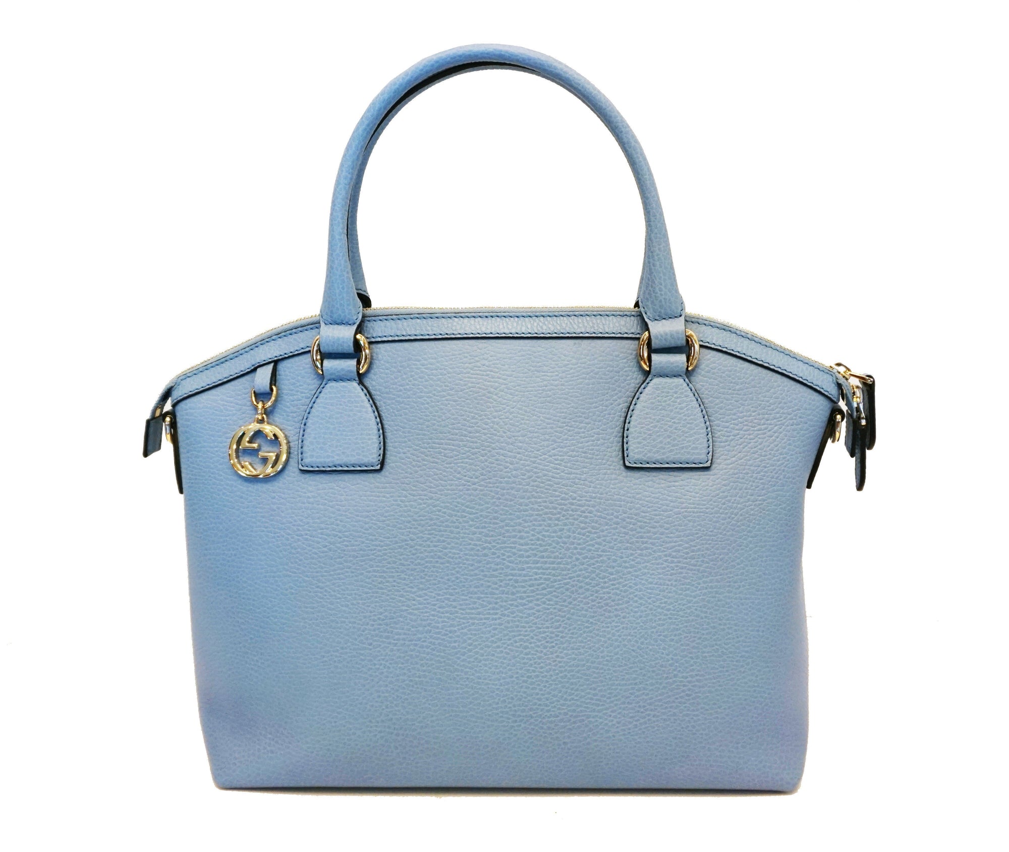 Gucci Women's GG Charm Blue Leather Medium Convertible Dome Bag 449651