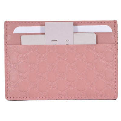 Gucci Women's GG Guccissima Leather Card Holder Wallet Pink 476010