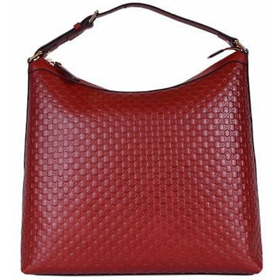 Gucci Women's GG Microguccissma Soft Leather Red Medium Hobo Tote 449732