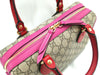 Gucci Women's GG Supreme Small Boston Pink and Red Leather Handbag 409529