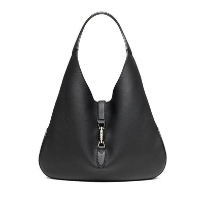 Gucci Women's Jackie Soft Black Grained Leather Grand Prix Hobo Handbag 362968