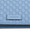 Gucci Women's Light Blue Leather Crossbody Micro GG Guccissima Mini Wallet Bag 466507