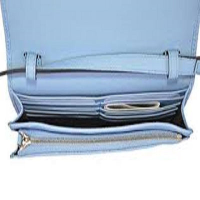 Gucci Women's Light Blue Leather Crossbody Micro GG Guccissima Mini Wallet Bag 466507