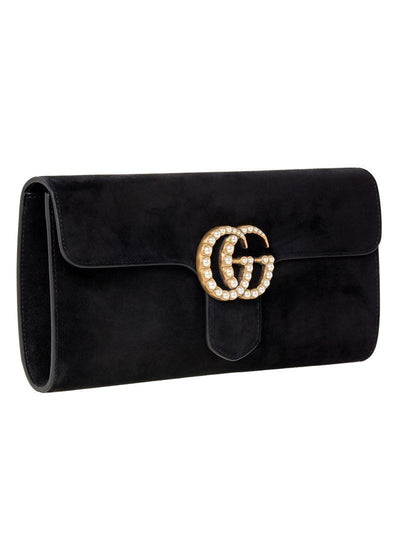 Gucci Women's Marmont Black Suede Clutch 455600