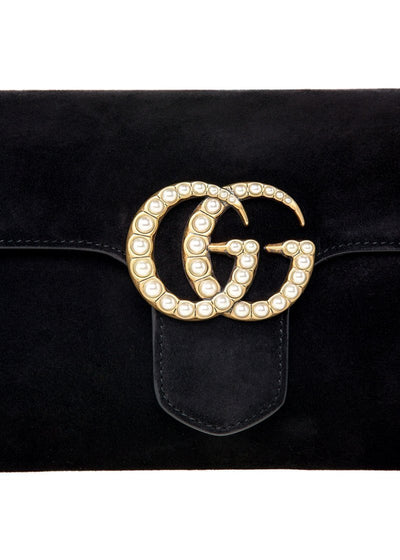 Gucci Women's Marmont Black Suede Clutch 455600