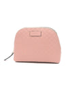 Gucci Women's Microguccissima Leather Soft Pink Zipper Cosmetic Bag 449893