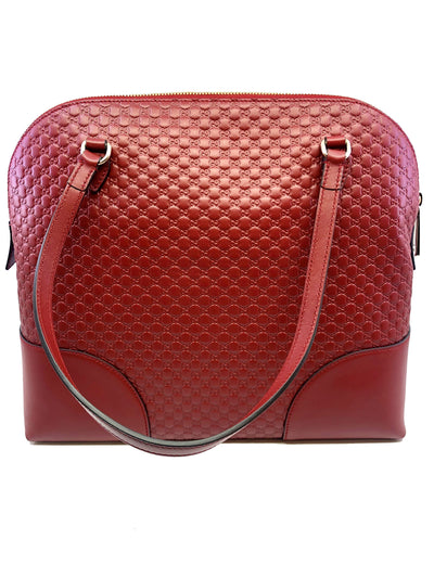 Gucci Women's Microguccissima Red Soft Calf Leather Medium Dome Handbag Tote 449243