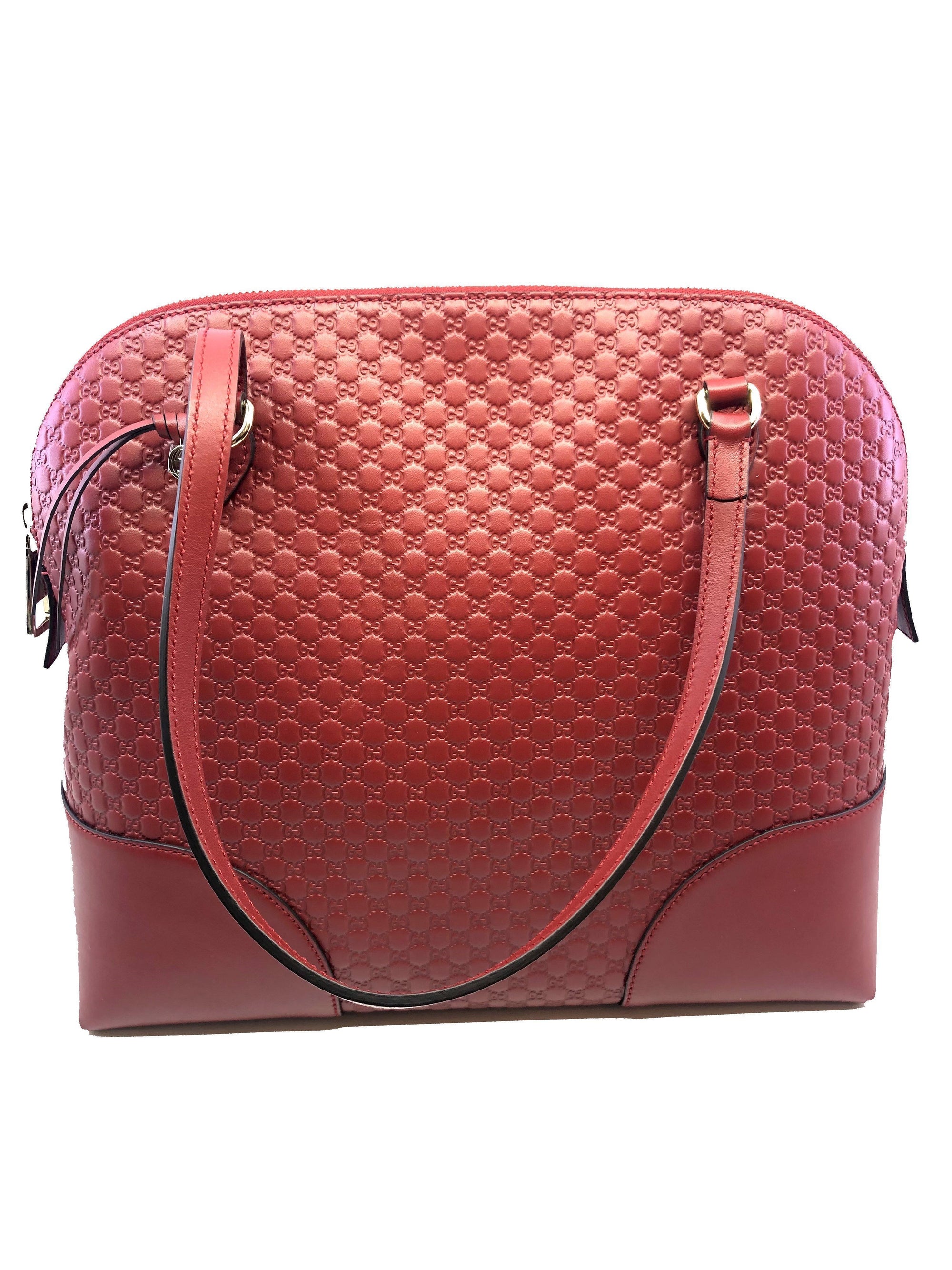 Gucci Women's Microguccissima Red Soft Calf Leather Medium Dome Handbag Tote 449243