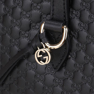 Gucci Women's Microguccissma Soft Calf Leather Black Large Top Zip Tote 449242