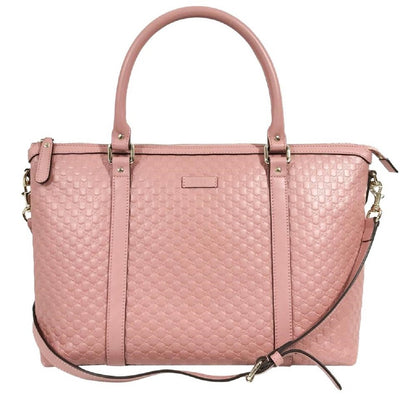 Gucci Women's Microguccissma Soft Calf Leather Light Pink Medium Top Zip Tote 449655