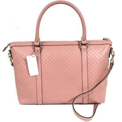 Gucci Women's Microguccissma Soft Calf Leather Light Pink Medium Top Zip Tote 449655