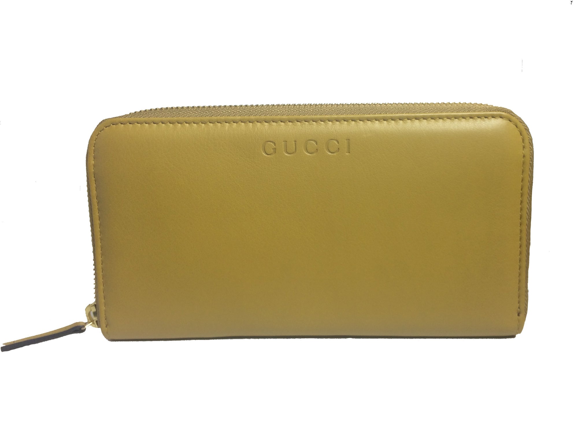 Gucci Women's Mustard Yellow Leather Zip Around Large Wallet 363423