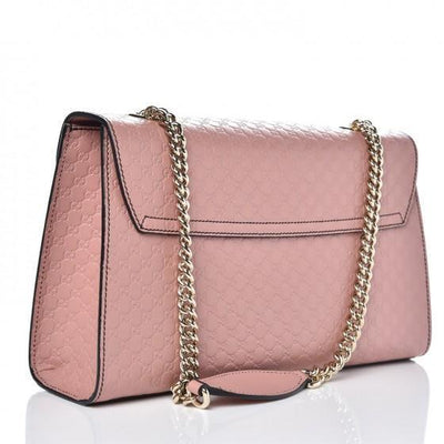 Gucci Women's Pink Emily Microguccissima Medium Leather Chain Bag 449635